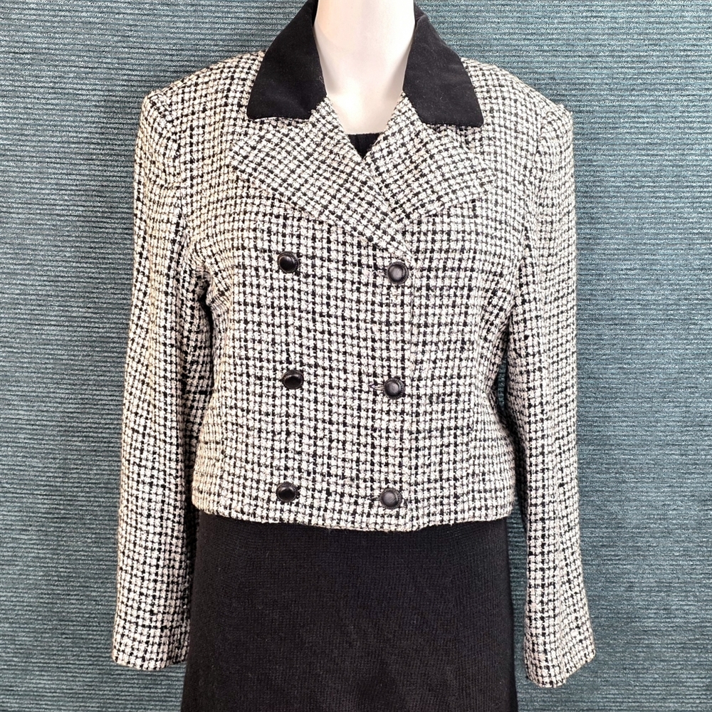 Vintage Express Compagnie Internationale Cropped Tweed Double Breasted Blazer